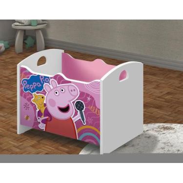Imagem de Caixa Baú Organizadora de Brinquedos infantil MDF Peppa Rosa