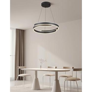 Imagem de Luminária pendente LED para mesa de jantar, estilo anel, moderna, para cozinha, com intensidade ajustável e controle remoto, ideal para quarto, sala de jantar, sala de estar e escritório (pr
