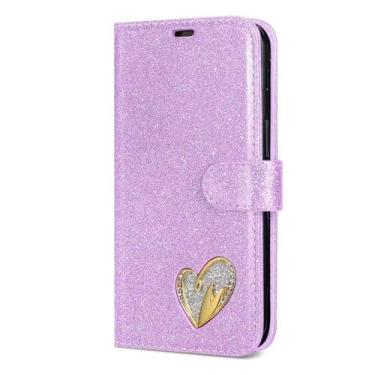 Imagem de LTLMYDAM Capa brilhante para Samsung Galaxy S26 Ultra/S26 Plus/S26, capa fólio com bolso para dinheiro com glitter, suporte de couro, borda macia, roxo, S26