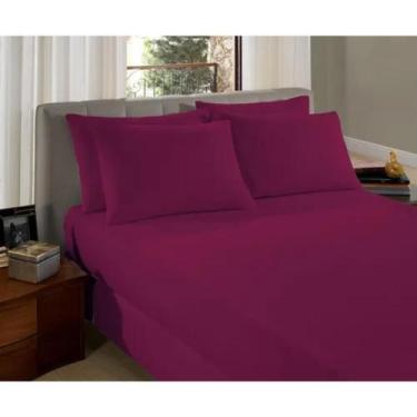 Imagem de Jogo De Lençol King 3 Peças Malha 100 Algodão Cor Merlot Desenho Do Te