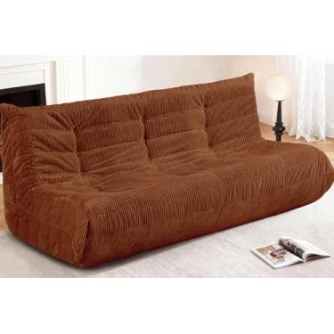 Imagem de Cansunna Cadeira de pufe gigante, poltrona gigante para adultos, confortável e grande, sofá preguiçoso, espreguiçadeira de veludo cotelê com espuma de memória, sofá de chão para casa, sala de estar