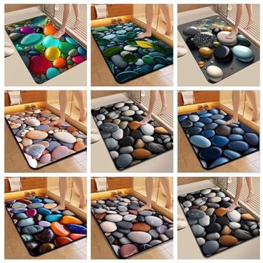 Imagem de Tapetes De Secagem Rápida Em Microfibra Antiderrapante Para Banheiro/Porta De Entrada Estilo 3D de Pedra (3D Pedra aleatorio)