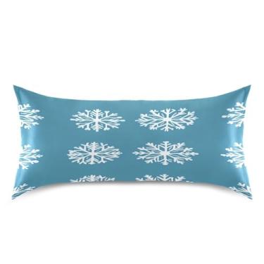 Imagem de Blueangle Fronha de cetim de floco de neve de inverno para cabelo e pele, fronha de seda, tamanho king (50,8 x 101,6 cm) - Capas de almofada de cetim com fecho de envelope (273)