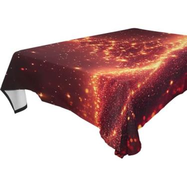 Imagem de Blueangle Glowing Stars Toalha de mesa para árvore de Natal – Toalha de mesa retangular de poliéster impermeável e resistente a manchas para ambientes internos e externos, 152 x 228 cm (530)