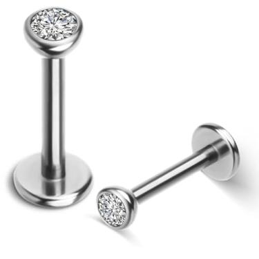 Imagem de LOMISS BRINCOS FEMININOS PIERCING HELIX CONCH PIERCING LABRET PONTO DE LUZ TITÂNIO ZIRCÔNIA 1/1.2x6/8x1.5/2/2.5mm (2.5mm, Milímetros, 8.00)