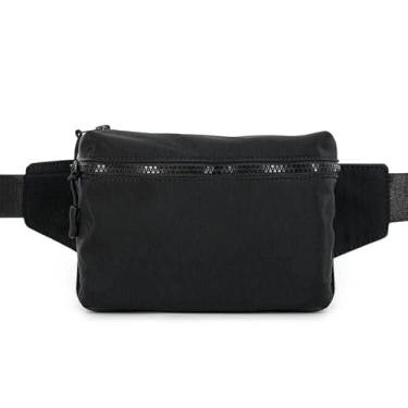 Imagem de Bolsa de cinto para homens, bolsa de cinto pequena para mulheres, bolsa transversal, bolsa de cintura moderna com alça ajustável para corrida, viagem, caminhada, treino, 2 zíperes - preto, Small