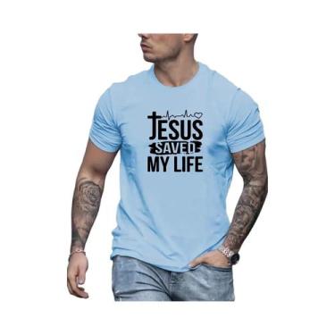 Imagem de Camiseta Masculina De Verão Em Algodão Casual Com Estampa 'JESUS ME SA