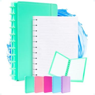 Imagem de Kit Caderno De Discos Inteligente A4 Com Refil De Folhas Pautadas Caderneta 80 Páginas Caderneta Capa Dura Universitário Escolar Decore Fácil ! (Verde)