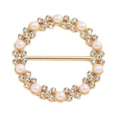 Imagem de Cachecol De Seda Feminino Com Fivela, Pérolas E Strass, Acessório De V