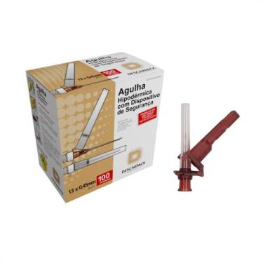 Imagem de Kit com 100 Agulhas (26G 1/2) 13x0,45mm disp. de segurança - Descarpac