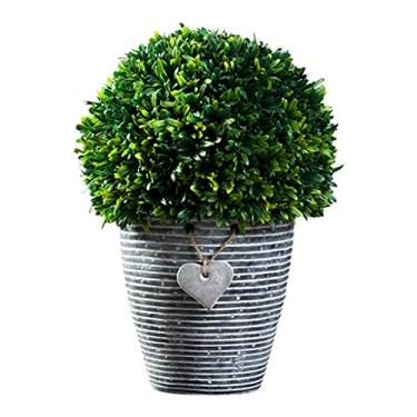 Imagem de SLGGPJBU Plantas artificiais em vasos de plantas artificiais em vaso de plantas falsas decorativas plantas verdes realistas com vaso de cimento plantas artificiais em vasos