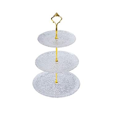 Imagem de U5GAAALPPQ9 Suporte de bolo suporte de bolo de vidro bandeja de lanche multicamadas pão e frutas mesa de sobremesa de três camadas chá da tarde exibição doces Tu para exibição de mesa de sobremesa
