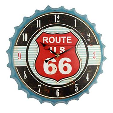 Imagem de U5GAAALPPQ9 Relógio de parede vintage estilo tampa de cerveja industrial estilo country 14 polegadas alimentado por bateria relógio de parede de quartzo adequado para escritório/escola/sala de estar