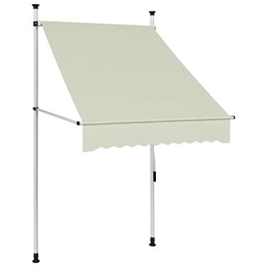 Imagem de Toldo impermeável, toldo durável com bloqueio UV, para quintal de jardim ao ar livre, toldo retrátil manual 100 cm creme (creme 100 cm x 300 cm (largura x altura))