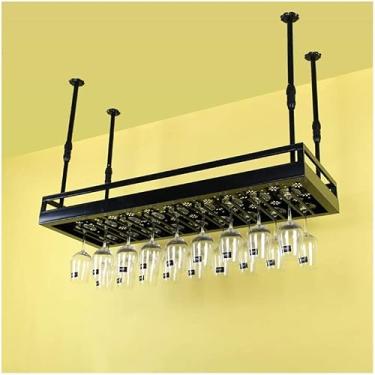 Imagem de HHHJQFAAT Rack de vinho pendurado - rack de vinho, rack de vidro pendurado de cabeça para baixo, rack de vinho bar bar, rack de cálice de uva/preto/80 x 35 cm (preto 50 x 35 cm)