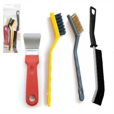 Imagem de Kit Limpeza 4 Peças Multiuso 1 Espátula 3 Escovas Nylon Aço Premium