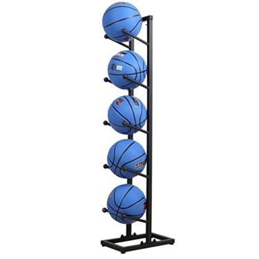Imagem de ZDJZMGZ Suporte de armazenamento de bola esportiva, para exibição de armazenamento de basquete, futebol, vôlei, futebol, suporte vertical de bolas escolares, suporte de bolas para ambientes externos e