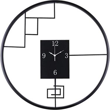 Imagem de U5GAAALPPQ9 Relógio de parede de metal redondo grande relógio de parede decorativo para quarto relógio de parede grande estilo chinês para decoração de casa 18 polegadas / 45 cm