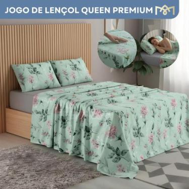 Imagem de Jogo De Cama 4 Peças Queen Padrão Estampado Hipercal 400 Fios Super Ma