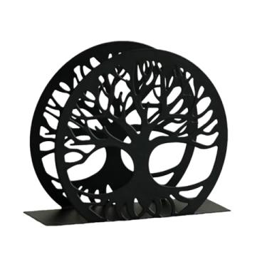 Imagem de Porta-guardanapos de ferro Tree of Life – Elegante organizador de guardanapos de metal adequado para bares, mesas, cafés e decoração de sala de estar (12 x 4 x 10 cm) preto
