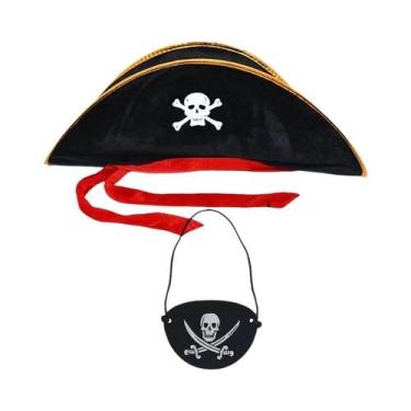 Imagem de Chapéu De Pirata Para Adultos E Crianças Com Patches De Olho De Caveir