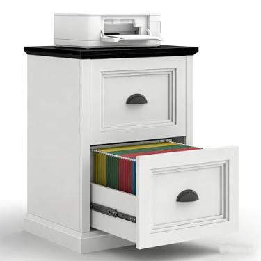 Imagem de Halitaa Armário de arquivo vertical, armário de arquivo com 2 gavetas de arquivo, armário de arquivo pequeno de fazenda para tamanho carta/A4, suporte de impressora de madeira, armários sob a mesa