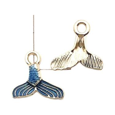 Imagem de Pingentes De Esmalte Azul Escuro 20 Peças: Estrela, Flor E Coração Par