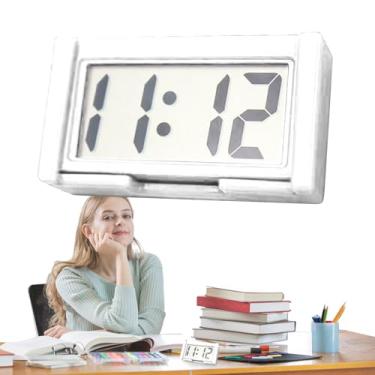 Imagem de Relógio digital pequeno operado por bateria | Relógio de de tela grande pequeno digital com suporte autoadesivo, bastão para automóvel, caminhão, motocicleta