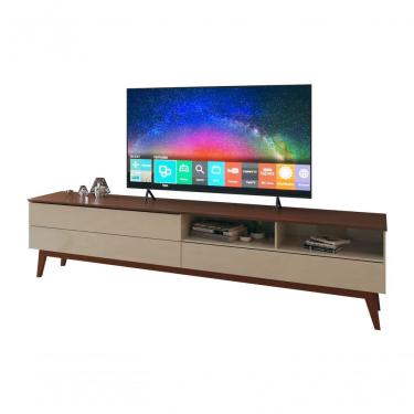 Imagem de Rack Para Tv Wall 2.2 Off White Com Freijó - Moveisaqui