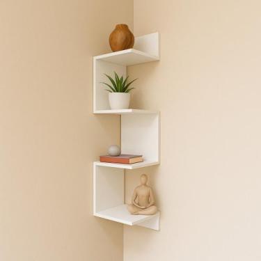 Imagem de Prateleira De Canto Mdf Branco 1.5 Cm By Mobille Para Sala E Quarto - 