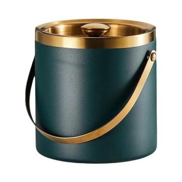 Imagem de Balde De Gelo De Aço Inoxidável De Grande Capacidade Com Tampa, Isolam