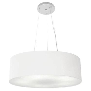 Imagem de Lustre Luminária Pendente Cupula Em Tecido Md-39803 - Bivolt - Para 3 Lâmpadas E27 - Lustres Vivare Branco 50x15cm
