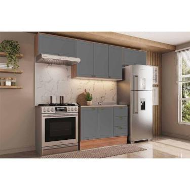 Imagem de Cozinha Completa Bella 4 Peças (3aéreos+1balcão) C4p254 Nogal-cinza - Carraro