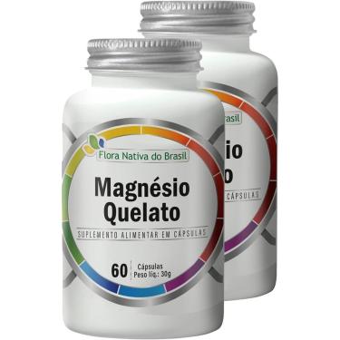 Imagem de Kit 02 Magnésio Quelato 60 Capsulas de 500mg Flora Nativa-Unissex