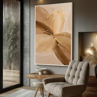 Imagem de Quadro com Moldura e Acrilico Cristal Vidro Abstrato Marrom Gold para 