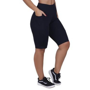 Imagem de Bermuda Fitness Suplex Poliamida Comprida Compressão Bolsos - ORBIS FI
