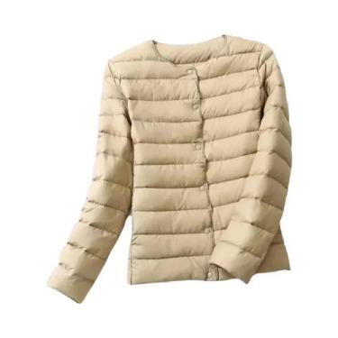 Imagem de Casaco Feminino Leve De Plumas Com Gola O Ou Gola V, Jaqueta Puffer Ac