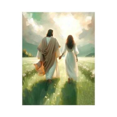 Imagem de Pôster De Arte De Parede Com Retrato De Jesus Cristo, Eu Caminhará Com