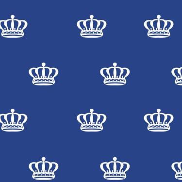 Imagem de Papel De Parede Azul E Coroas Branca Autocolante Sala Quarto