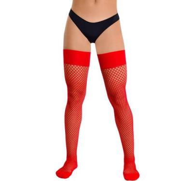 Imagem de Meia calça 7/8 modelo arrastão Selene, Único, Vermelho