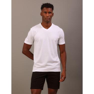 Imagem de Camiseta Masculina de Algodão Essentials Estampa Logo Lateral Gola v Calvin Klein Jeans - Branco-Masculino