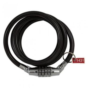 Imagem de Cadeado trava bicicleta bike roda 8mm segredo cabo 1 metro aço espiral