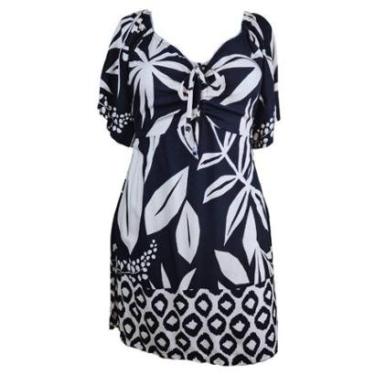 Imagem de Vestido Virtude Lastex Preto Estampa Plus Size-Feminino