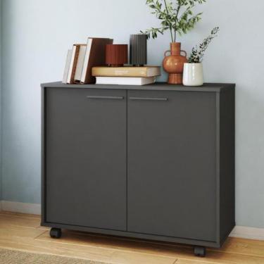 Imagem de Balcão Aparador 2 Portas com Rodízios BMU114 BRV Móveis, Preto