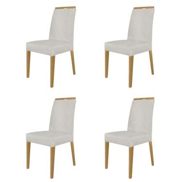 Imagem de Kit 4 Cadeiras De Jantar Estofadas Madeira Maciça Multimóveis Cr15020 Madeirado-Bege