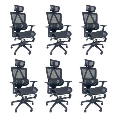 Imagem de Kit 6 Cadeiras de Escritório Presidente Executiva Oficial Titan Preto