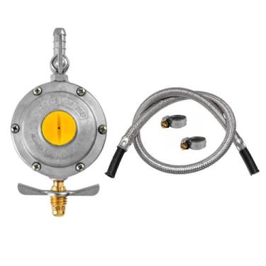 Imagem de Kit Instalação Gás Registro Aliança 2kg Mangueira Aço 0,80cm - Renogás