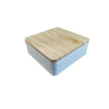 Imagem de Lata Texturizada Quadrada Branca - 17x6 cm - 01 unidade - Rizzo Embala