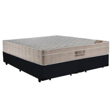 Imagem de Cama  Box King  Bipartido Suede  + Colchão Ortobom Airtech Molas Ensacadas 65x193x203 P...