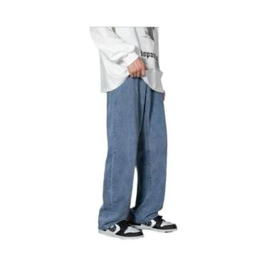 Imagem de Calça Jeans Reta Masculina 3XL - Estilo Coreano Casual - Azul Claro, C